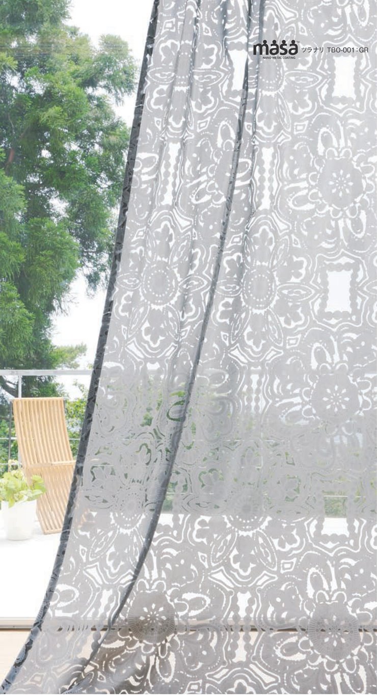 装飾文様花柄の遮熱レースカーテン ツラナリ 赤外線カット率68 6 防炎品 Tesoro 遮熱レースカーテン通販クレール